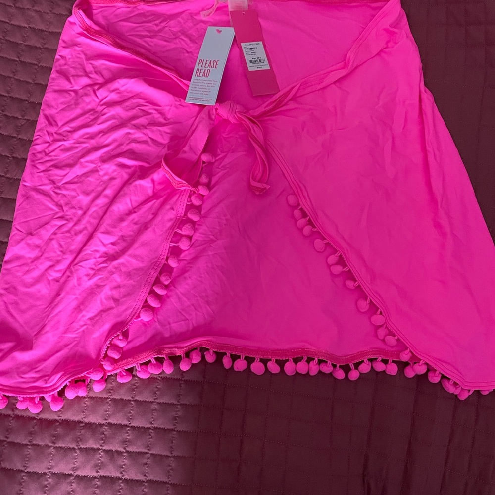 Lilly Pulitzer Hot Pink Wrap Bathing Suit Coverup NWT